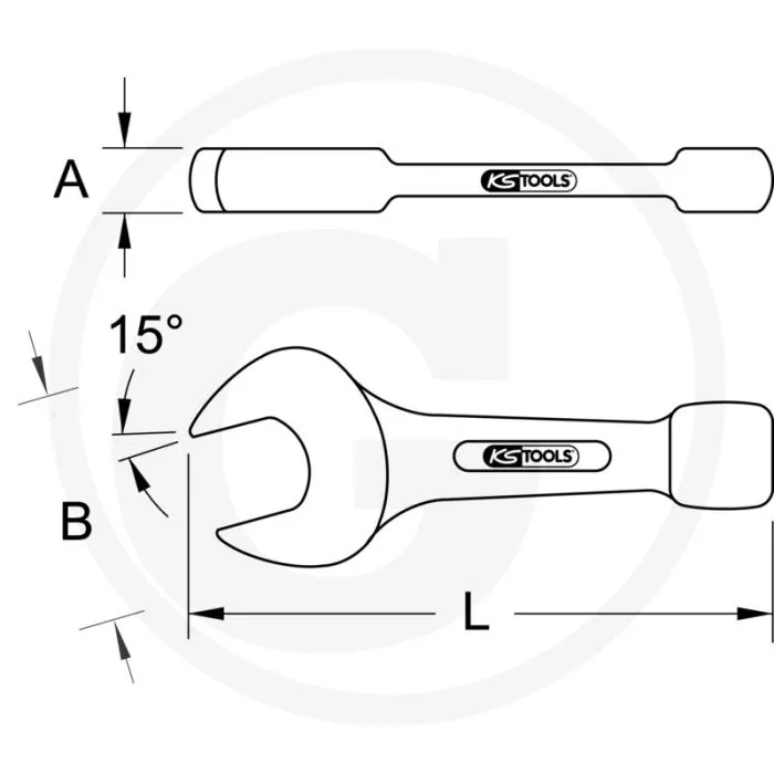 KS TOOLS SLAGSTEEKSLEUTEL, 3.3/4"  VOOR ZWARE MONTAGES  185X40X435MM